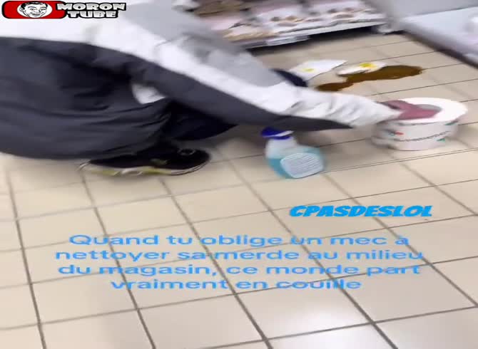 Video :When a man shits in the store, the owner has him clean up